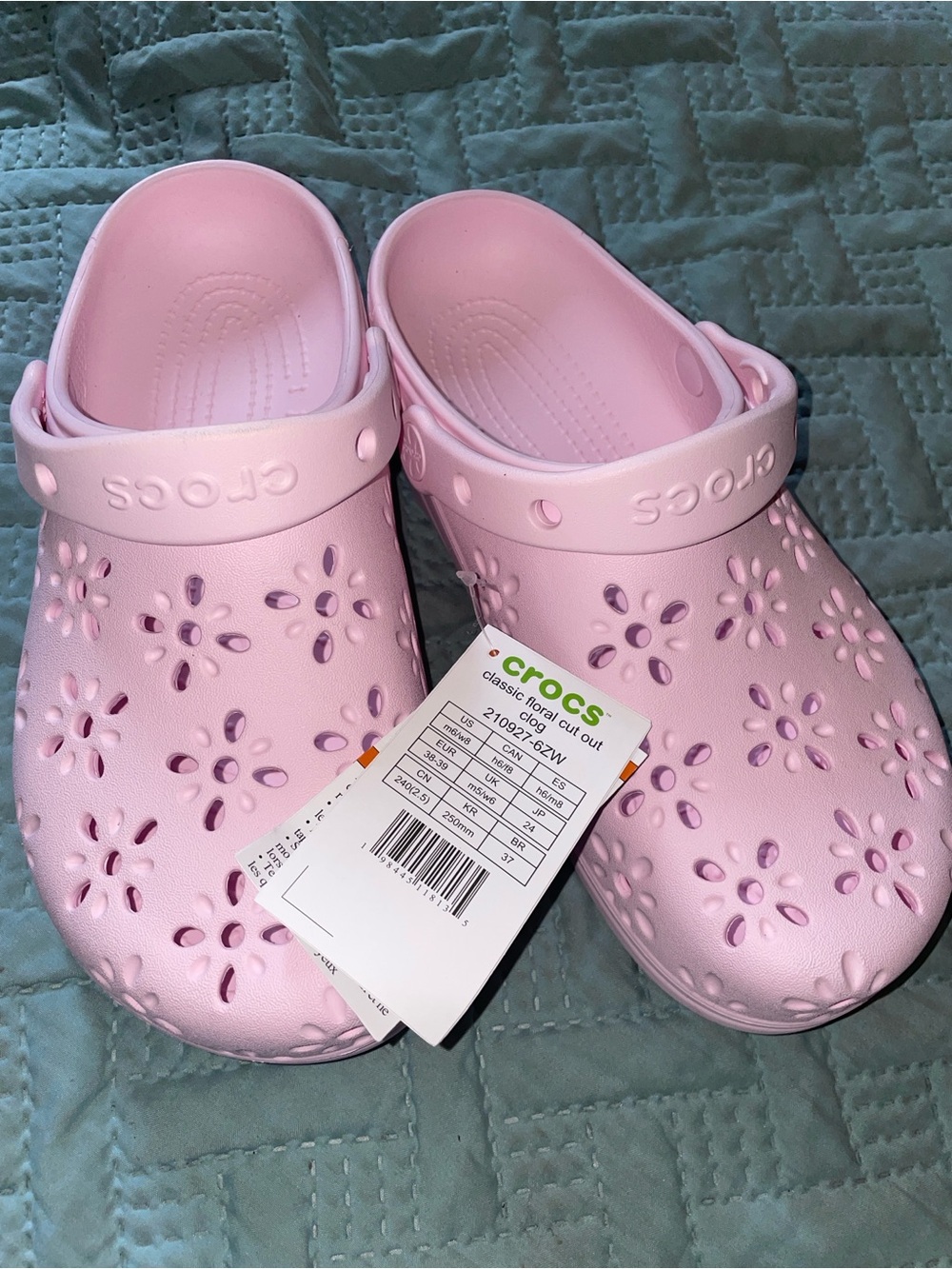 CROCS Woman’s Floral Cut-Out Clog in Light Pink